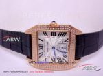 Perfect Replica Cartier Santos Rose Gold Diamond Case Watch for Sale